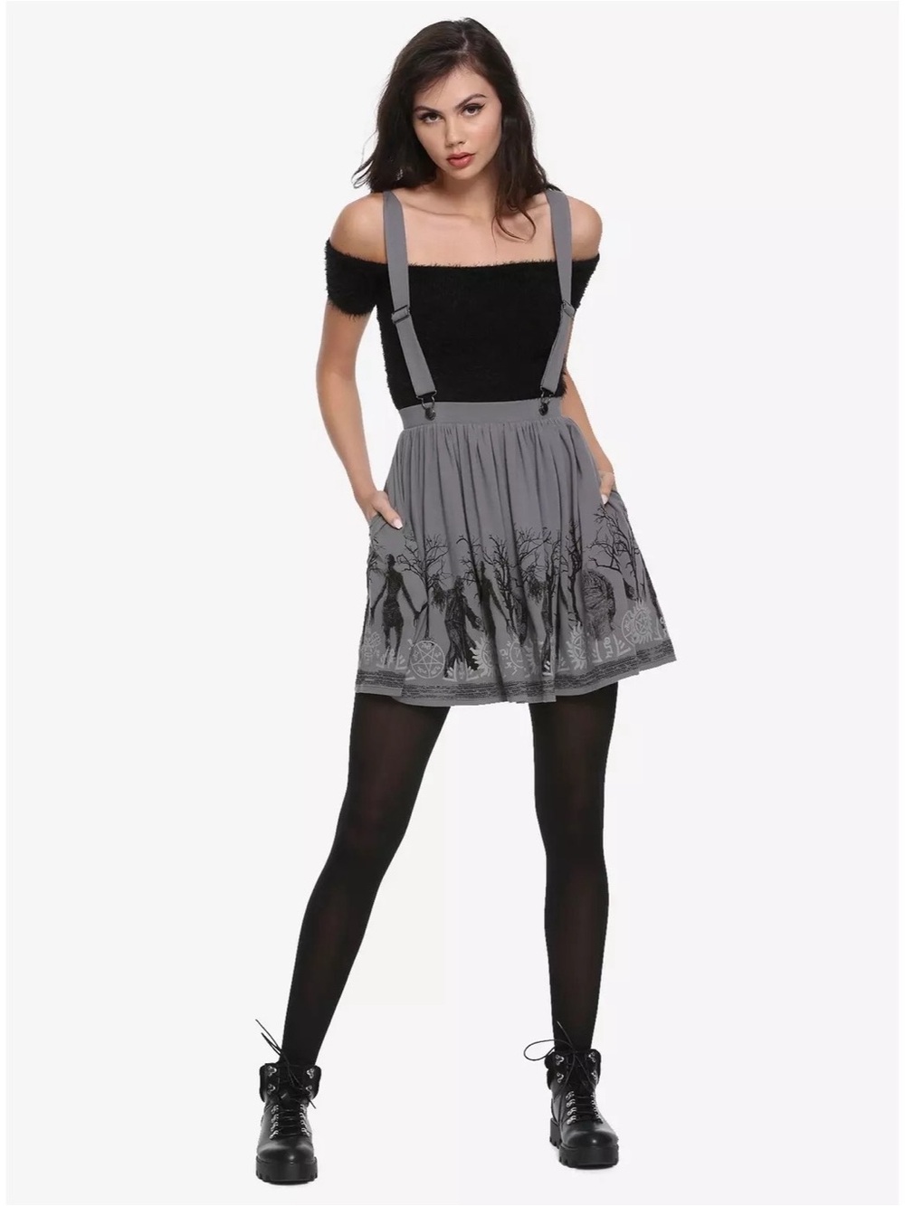 Hot Topic Supernatural Monsters Suspender Skirt Size MD